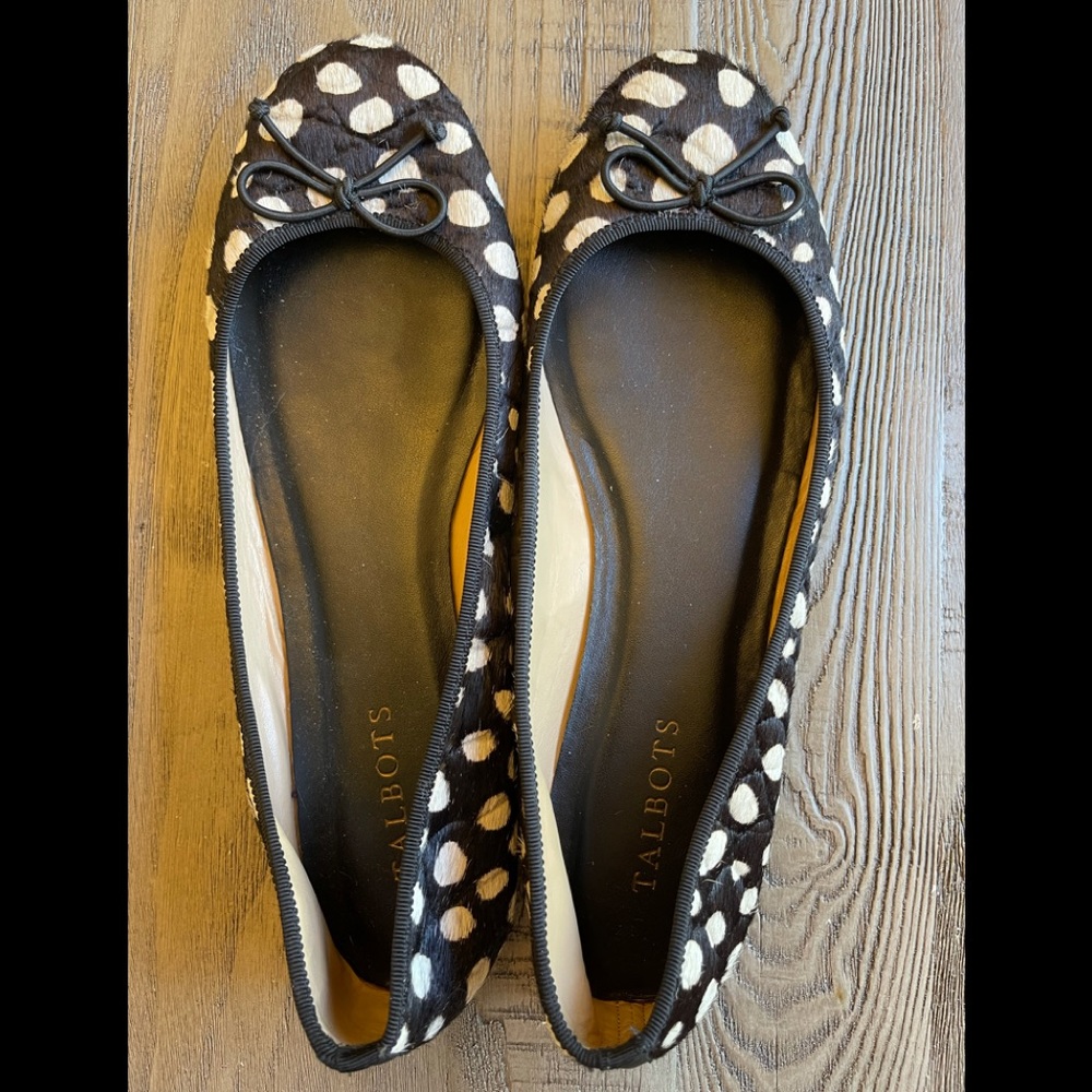 NWOT Talbots Polka dot fur ballet flat size 9M